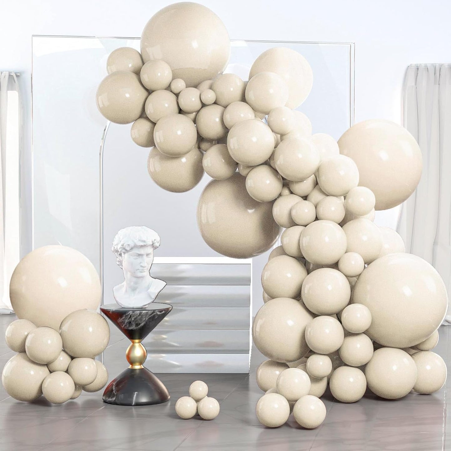 PartyWoo White Balloons - 140-Piece Arch Kit with Various Sizes for Weddings & Celebrations | White