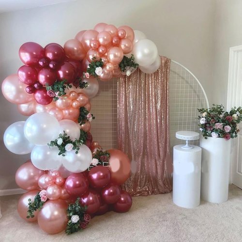 **Burgundy Red & Pink Balloons - 60 Pack 12in Latex & Confetti Balloons for Birthday & Wedding Decor**