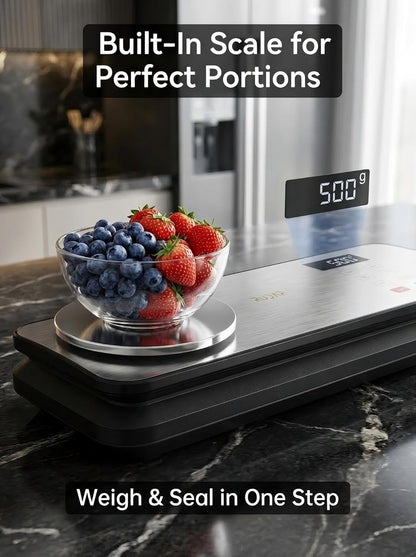 Skiennix Vacuum Sealer - 90kPA Powerful Food Saver with Digital Scale & 12-in-1 Modes | Includes 10 Bags & 1 Roll
