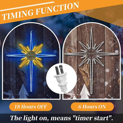 Large Christmas LED Bethlehem Star Light - 48" Warm Blue, With Iron Frame (Variation: Warm Blue+48")