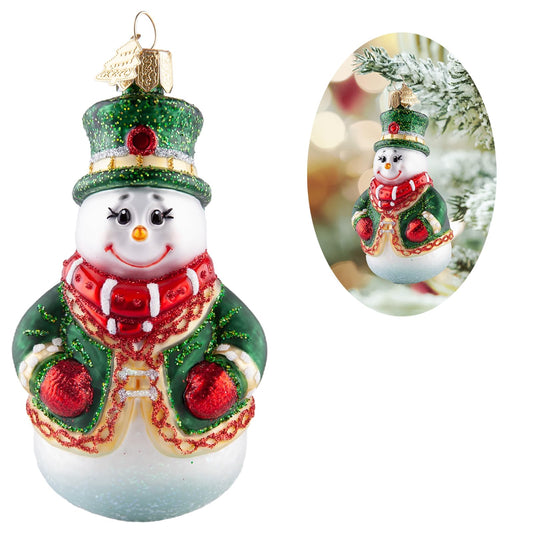 HZYC Christmas Ornaments,Glass Blown Ornaments for Christmas Tree,Badge Top Hat Snowman Collection Figurine Hanging Ornaments,Christmas Decorations for Xmas Tree Holiday Party Daily Gifts