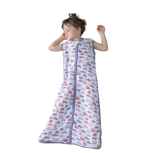 TADO MUSLIN Baby Sleep Sack 2-4 T Baby Wearable Blanket 100% Organic Cotton 0.5 TOG Toddler Sleep Sacks 2‑Way YKK Zipper Soft 4 Layers Muslin 2T 3T 4T Car Truck