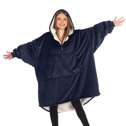 THE COMFY Original Quarter-Zip | Floor Length Sherpa Lined Microfiber Fleece Wearable Blanket, Oversized Design with Hood and Pocket, From Shark Tank, for Women & Men, Warm and Cozy Gifts