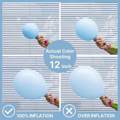PartyWoo Baby Blue Balloons - 100 Pcs in Various Sizes for Graduation & Baby Shower Decor | Light Pastel Aqua Blue