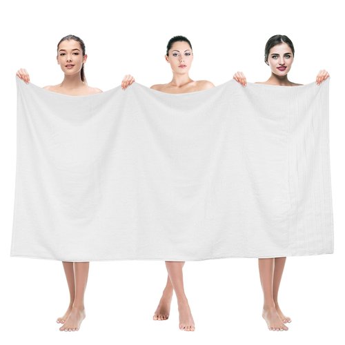 American Soft Linen 35x70 Jumbo Large Bath Towel, 600 GSM 100% Cotton Turkish Bath Sheet, Oversized Luxury Bath Towel for Bathroom Beach and Pool, White