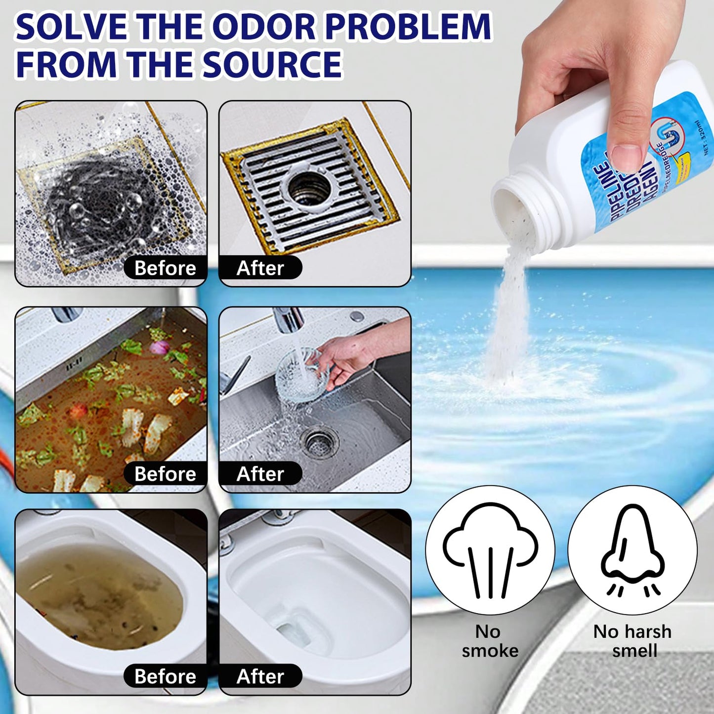 Powerful Pipe Dredging Agent,Pipeline Dredging Agent,Powerful Quick Cleaning Drain,Kitchen Sink Drains and Pipe Cleaner,for Kitchen Bathroom Toilet (1Pc)
