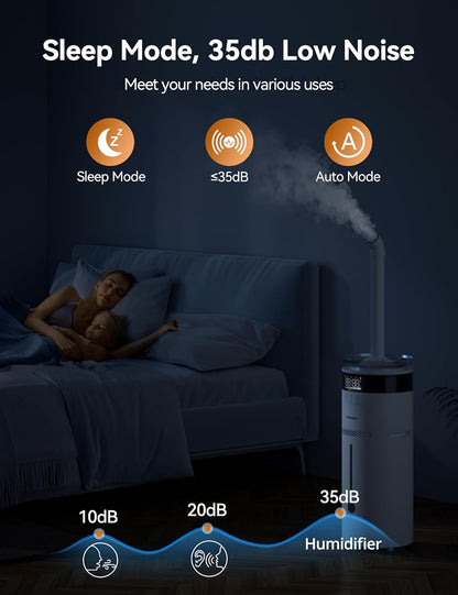 VAGKRI 18L Humidifier - Large Room Whole House Humidifier for 2000 Sq Ft | 5 Mist Levels & 24H Timer