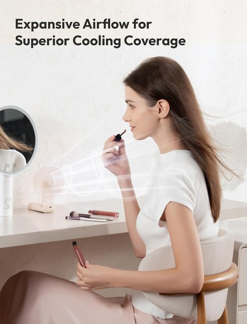 Aecooly Slim Portable Fan - USB Rechargeable Mini Handheld Fan | 24H Max Cooling Time, Foldable for Travel - Beige (2 Pack)
