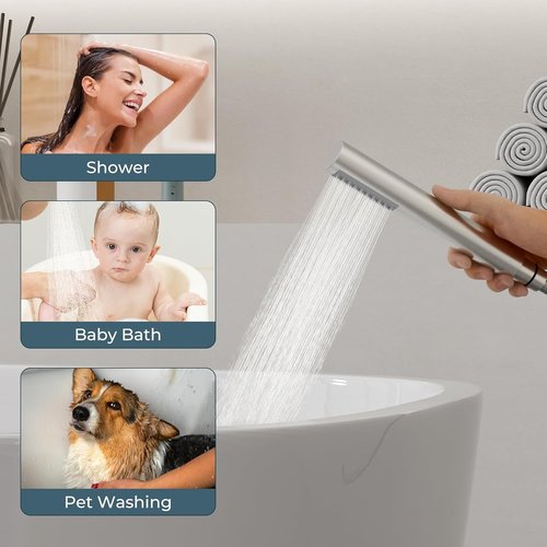 FORIOUS Freestanding Tub Faucet - High Flow Brass Bathtub Filler with Handheld Shower | Brushed Nickel