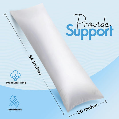 Utopia Bedding Full Body Pillow - Long 20 x 54 Inch Insert for Side Sleepers - Soft White Design