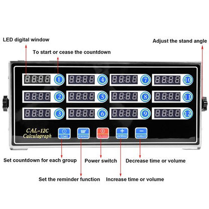 12 Channels Digital Kitchen Timers Commercial Cooking Timer,Stainless Steel Calculagraph Timer Restaurant Timer with Loud Alarm Burger Cooking Reminder