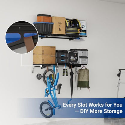 FLEXIMOUNTS Wall Shelf | 2-Pack 1x4ft Floating Garage Storage Rack - Black Classic Series