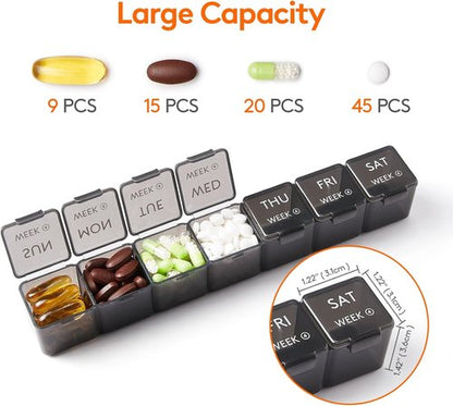 Lifewit Pill Organizer - 28-Day Vitamin Case with Large Compartments | Black Medicine Storage Solution