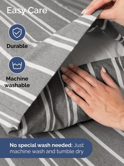 Extra Deep Twin XL Sheet Set - 4 Piece Breathable and Cooling Sheets - Hotel Luxury Bedding for Women, Men, Kids & Teens - Easy Secure Fit - Soft & Wrinkle Free with Extra Deep Pockets - Grey Stripes