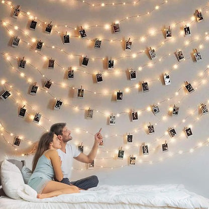 Photo Clip String Light - 33Ft 100LED Fairy Lights with Timer & 50 Clear Clips for Bedroom Decor