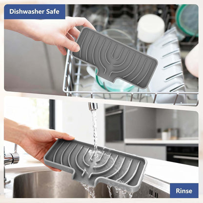 Skiennix Silicone Sponge Holder - Self-Draining Kitchen Sink Caddy | Gray, 10"x4" Soap Tray