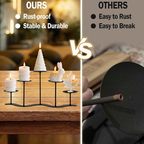 Fireplace Candle Holder - 17-Inch Black Metal Candelabra for Indoor & Outdoor Decor | Perfect for Weddings & Holidays