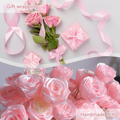 Skiennix 1.5-Inch Pink Satin Ribbon - 135 Yards for Gift Wrapping, Wedding Decor & Handmade Bows