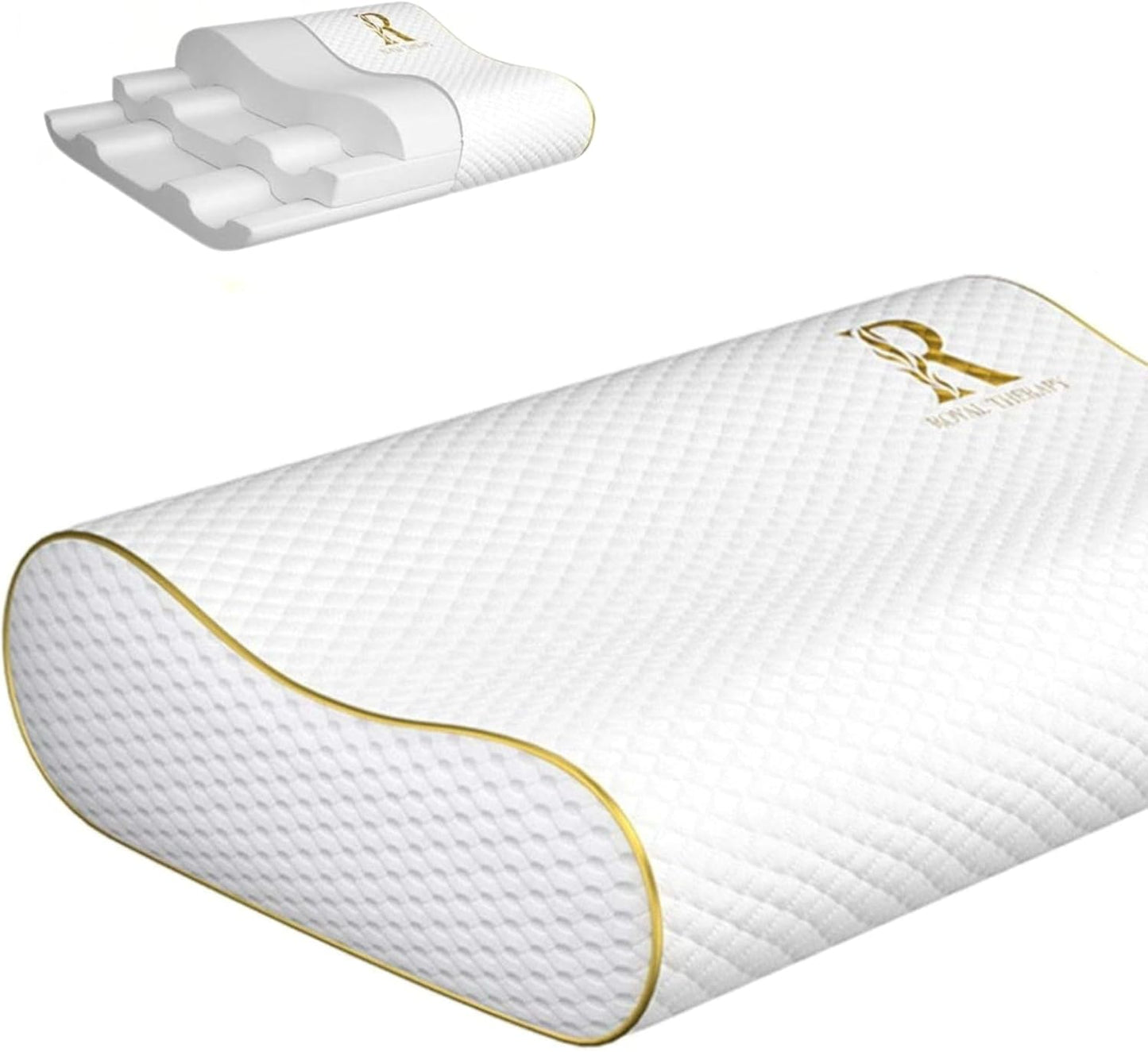 Royal Therapy Memory Foam Pillow - Contour Neck Pain Relief for Side, Back & Stomach Sleepers | 24x14x5 Inches