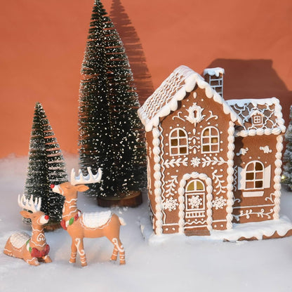 Sheaifun Gingerbread House Decor - LED Lighted Resin Christmas Decoration | 9 x 5 x 10.2 Inch