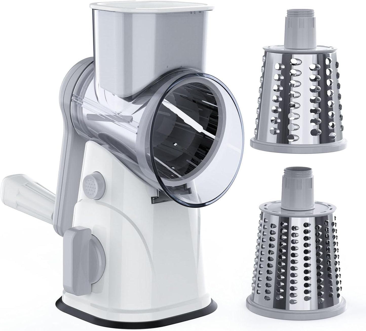RAINBEAN Rotary Cheese Grater - Hand Crank Shredder with 3 Blades & Strong Suction Base for Veggies & Fruits