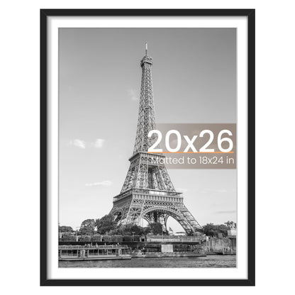 upsimples 20x26 Picture Frame, Display Pictures 18x24 with Mat or 20 x 26 Without, Wall Hanging Poster Frames, Black, 1 Pack