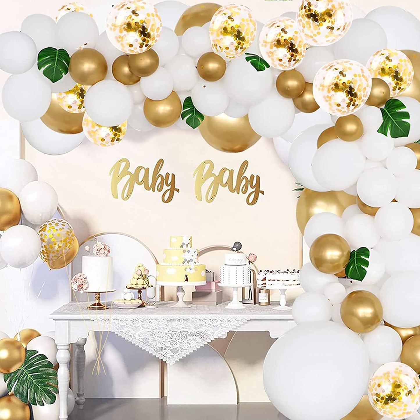 RUBFAC 129-Piece White & Purple Balloon Set - Perfect for Garland & Arch Decorations | Various Sizes 5-18 Inches