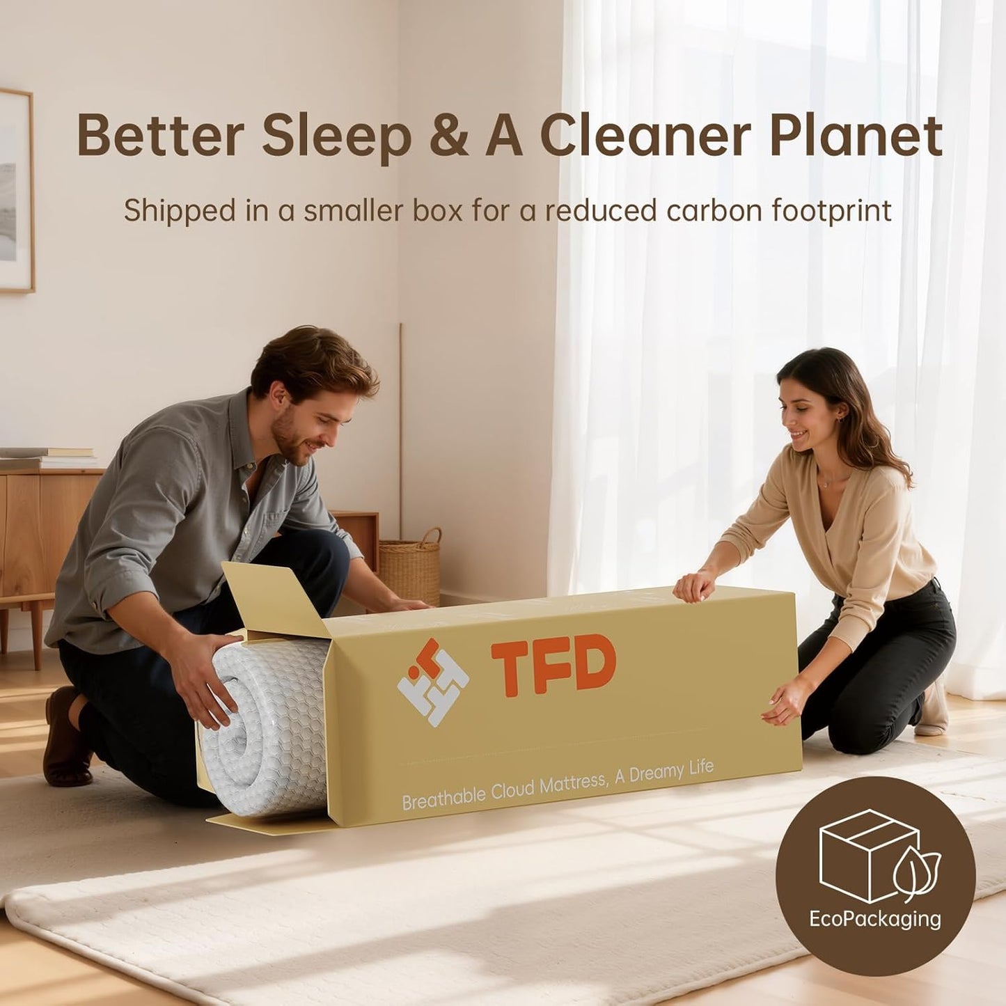 TFD Twin Mattress - 8 Inch Gel Memory Foam for Comfortable Sleep | Medium Firm & CertiPUR-US Certified