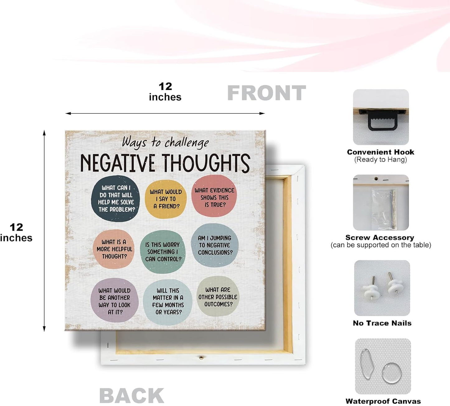 Regine Switzerland Positive Mental Health Canvas Wall Art - Rustic Framed Therapy Decor | 11.8x11.8 Inch