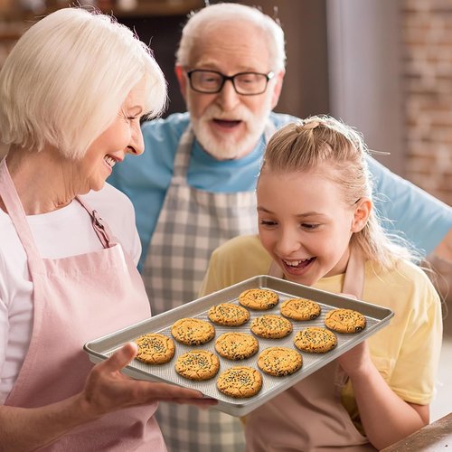 GIUOIDUO Half Sheet Baking Pans Set - Commercial Quality Non-Stick Carbon Steel | Large 17.5"x11.8" Cookie Trays