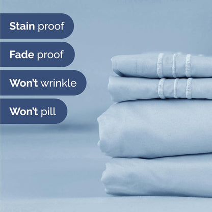Sky Blue Twin Size 3-Piece Sheet Set | Comfy, Breathable & Cooling Luxury Bedding - Ultra-Soft, Deep Pockets