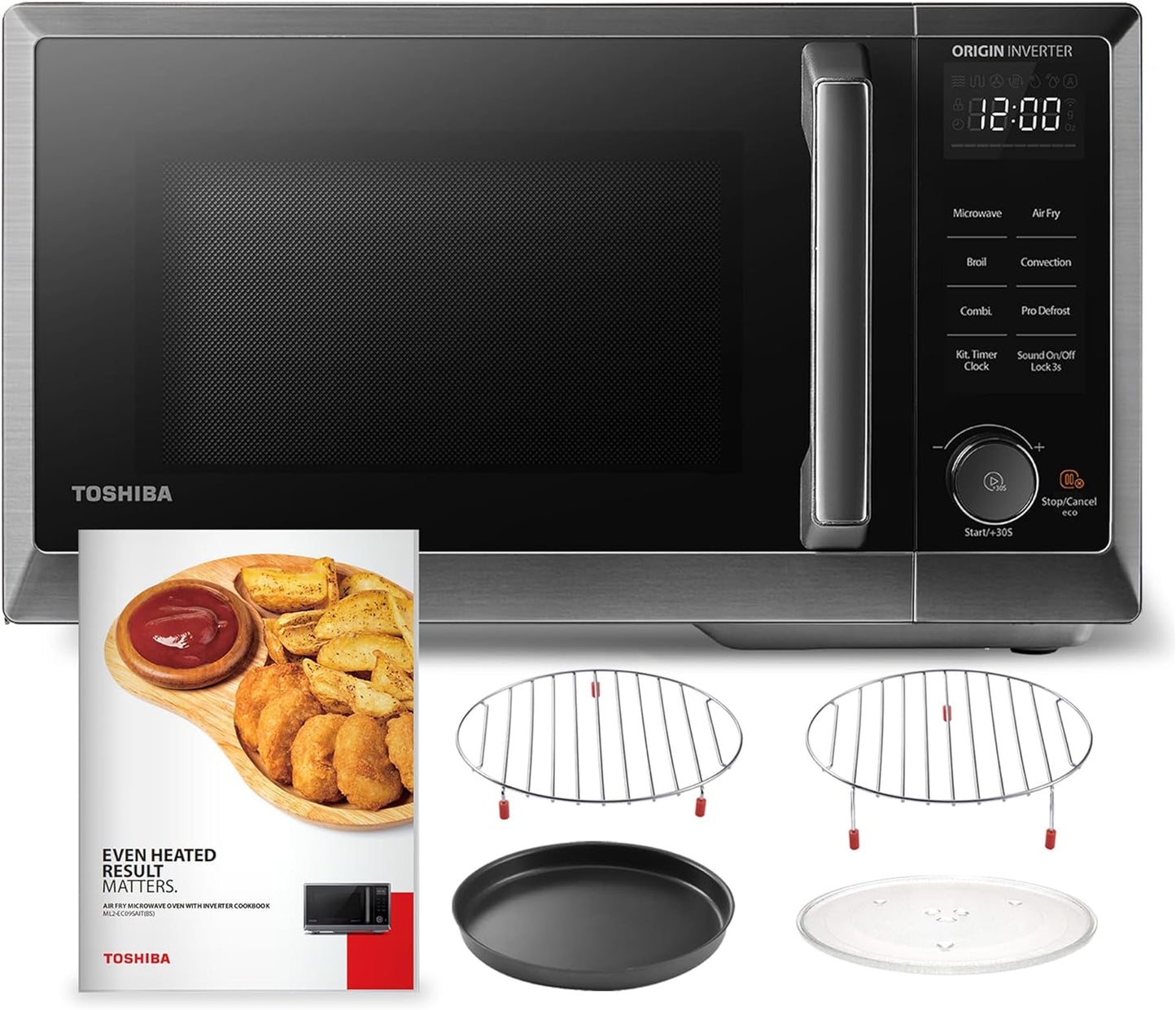 TOSHIBA Inverter Microwave Oven - Air Fryer Combo with Convection & Broil - 11.3" Turntable, 27 Auto Menus