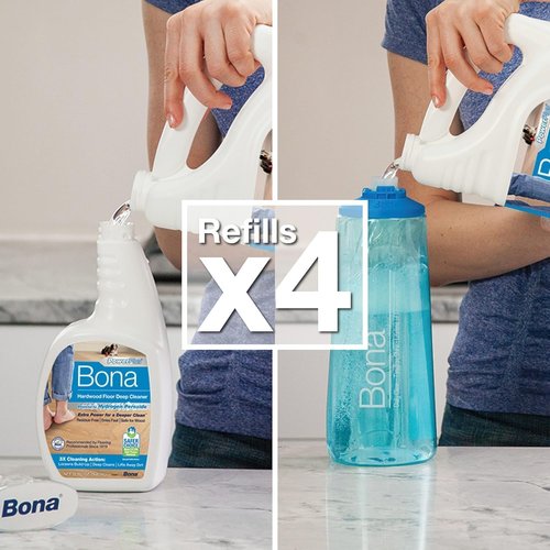 Bona PowerPlus Hardwood Floor Cleaner Refill - 128 Fl Oz | Residue-Free Solution for Wood Floors