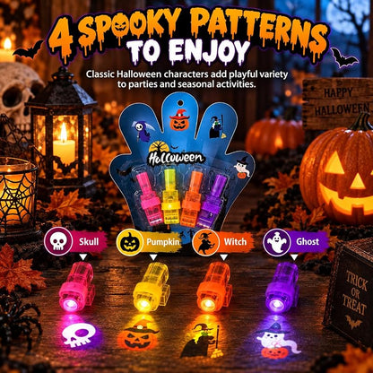 Halloween Finger Projector Light - Mini LED Pattern Projection (Blue, 8)