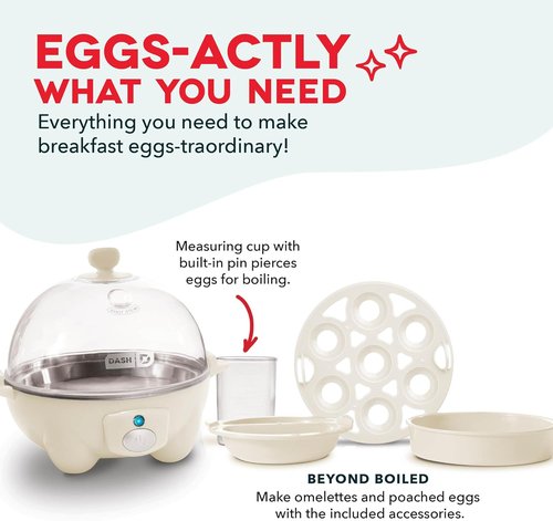 Dash Rapid Egg Cooker | Boiler, Poacher & Steamer - Holds 7 Eggs - Dishwasher Safe & BPA Free