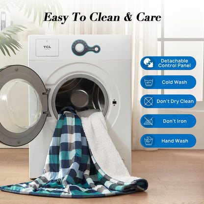 Westinghouse Electric Throw Heated Throw Blanket Soft Flannel & Sherpa Heating Blanket with 6 Heating Levels 2-10 Hours Auto-Off, Overheat Protection Machine Washable, Green 50x60 Inches