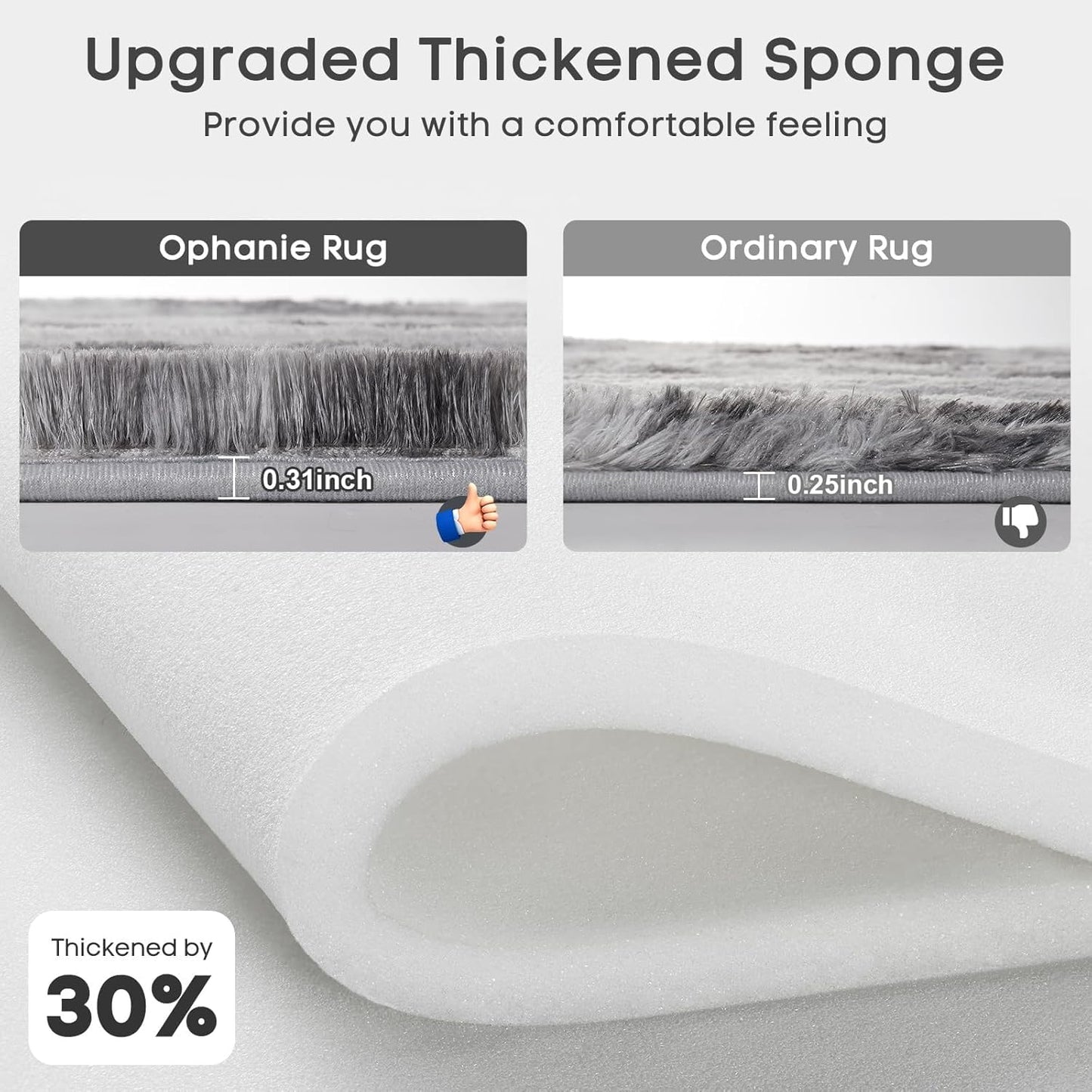 Ophanie Tie-Dyed Grey&White 8x10 Area Rugs for Living Room, Large Shag Bedroom Carpet, Big Indoor Thick Soft Nursery Rug, Fluffy Carpets for Boy and Girls Room Dorm Home Decor Aesthetic