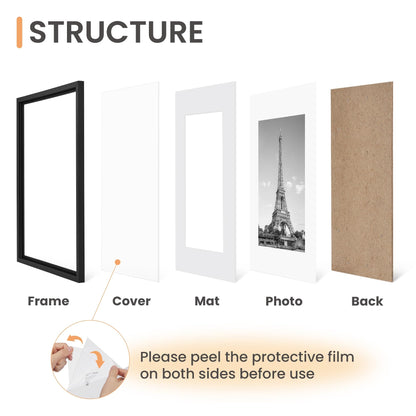 upsimples 20x30 Picture Frame Set of 5, Display Pictures 16x24 with Mat or 20x30 Without, Wall Gallery Photo Frames, Black