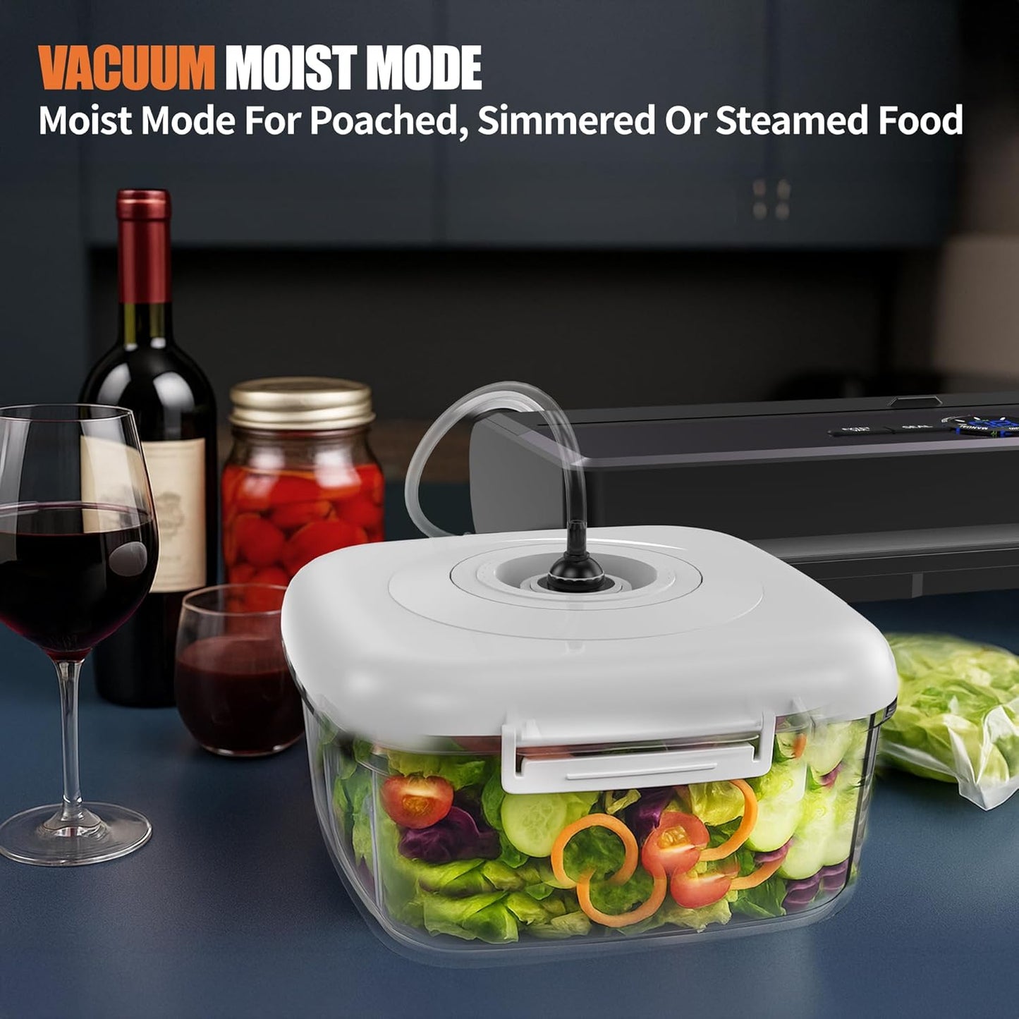 Skiennix Food Vacuum Sealer - 85KPA Strong Suction, Automatic Seal in 10-20 Secs, Includes 10 Bags & Roll