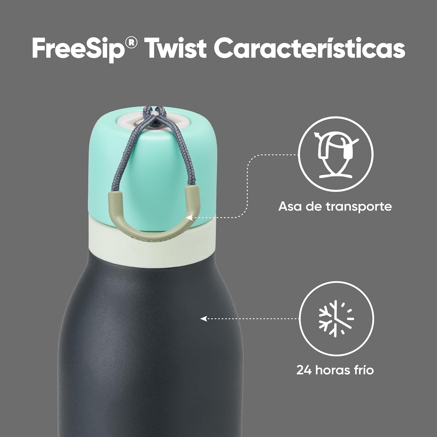 Owala FreeSip Insulated Stainless Steel Water Bottle - 24 oz, BPA-Free, Straw, Blue/Grey (Foggy Tide)