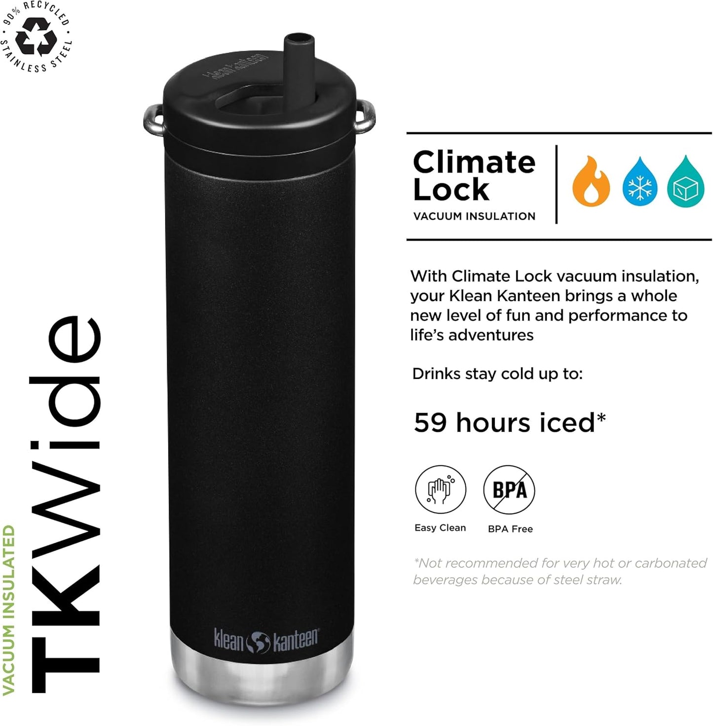 TKWide 20oz Twist Cap Water Bottle - Sleek Black Design for Hydration On-the-Go