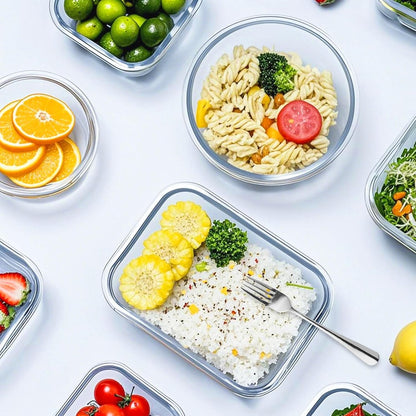 VERONES Glass Food Storage Containers Set - 12 Airtight Meal Prep Containers with Lids | BPA-Free, Microwave & Oven Safe, Grey