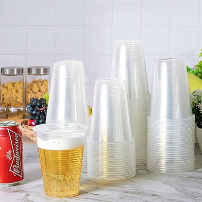 Lilymicky 300 Pack Clear Plastic Cups - 12 oz Disposable Drinking Cups for Parties & Events
