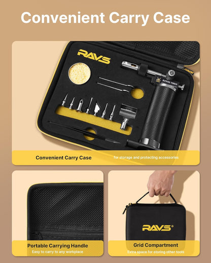 RAVS 14-Piece Soldering Torch Kit | 8-in-1 Cordless Iron with Adjustable Flame, Portable Kitchen Tool