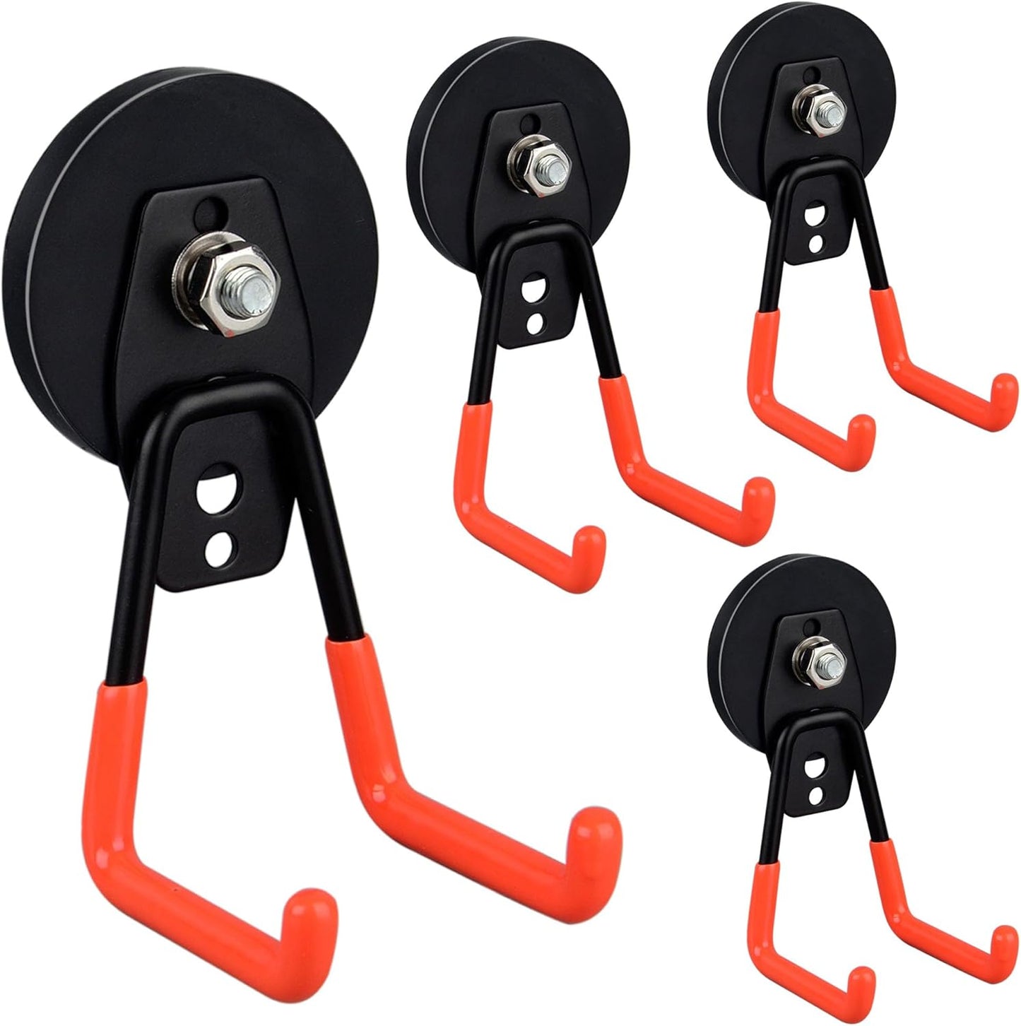 ULIBERMAGNET Heavy Duty Magnetic Garage Hooks - 4 Pack Strong Hooks for Tools & Storage | Orange