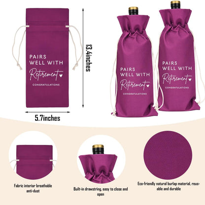 Purple Retirement Wine Bag Retirement Gifts for Women Men Farewell Gifts for Coworkers Going Away Gift for Friends Boss