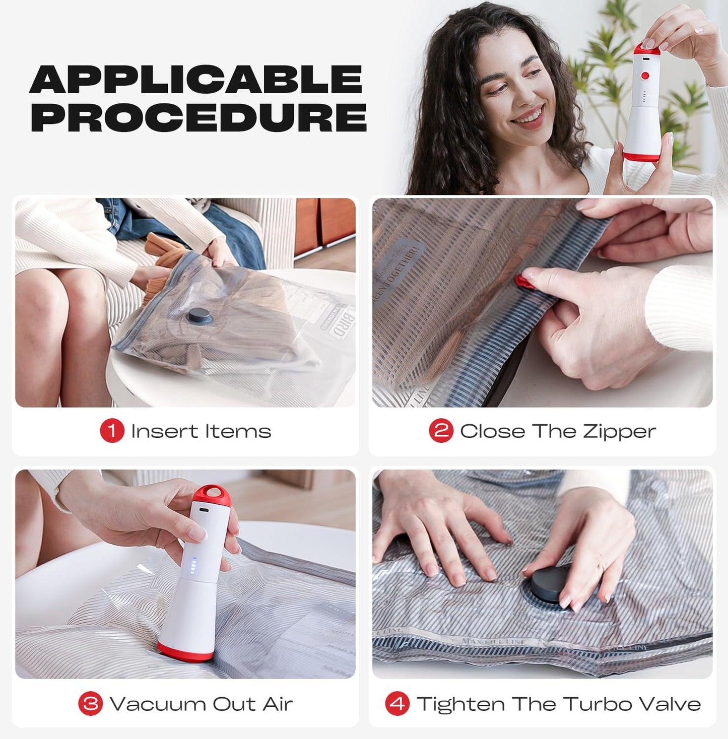 Travel Vacuum Storage Bags - 18 Pack Compression Bags with Rechargeable USB Pump | Ideal for Luggage & Suitcase