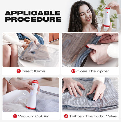 Travel Vacuum Storage Bags - 18 Pack Compression Bags with Rechargeable USB Pump | Ideal for Luggage & Suitcase