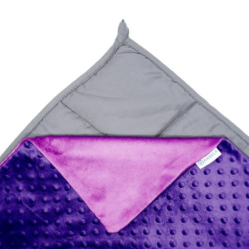 Harkla Kids Weighted Blanket - 5lb Bamboo Rayon Cooling Weighted Blanket for Kids - Washable Minky Cover and Glass Beads Filled Weighted Inner - Designed for Sensory Seekers Weighing 30lb to 40lb