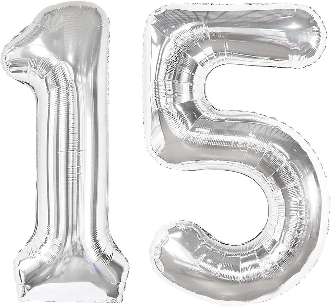 Silver Number 15 Balloon - 40 Inch Silver Birthday Decoration for 15th Birthday Party Supplies